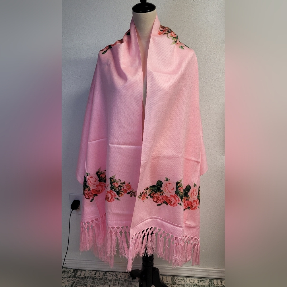 Virgen de Guadalupe Rebozo,  chal, pashmina, shawl, wrap pink - Picture 5 of 5
